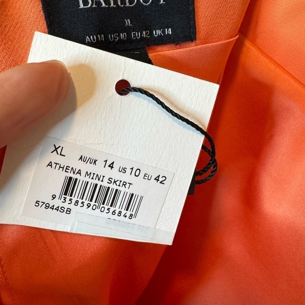 NWT Bardot Womens Athena Solid Side Slit Mini Skirt Orange Fizz Size XL - Picture 6 of 6